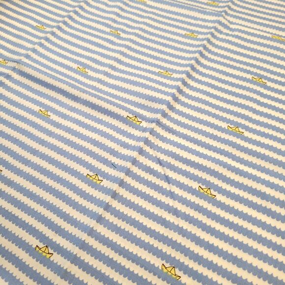 Lisette Boats Fabric 2011 Fabric Traditions 29x44 Blue Waves Yellow Paper Ships - Picture 5 of 9